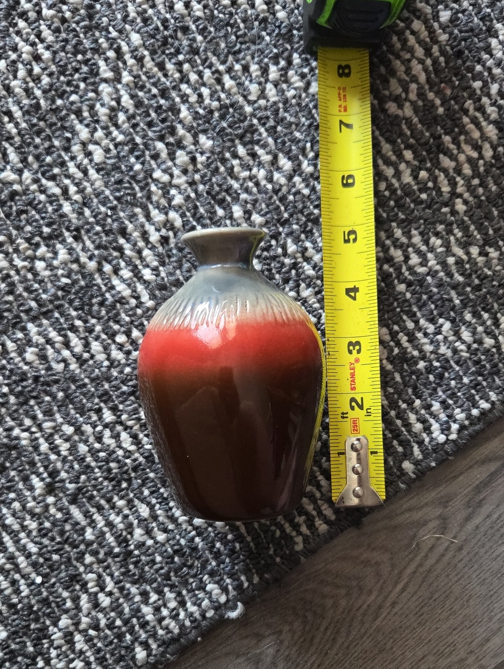 Handmade Ceramic Vase with Red and Brown Gradient - Picture 4 of 4